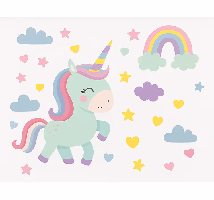 Store enrouleur chambre enfant motif de licorne coloré - TenStickers