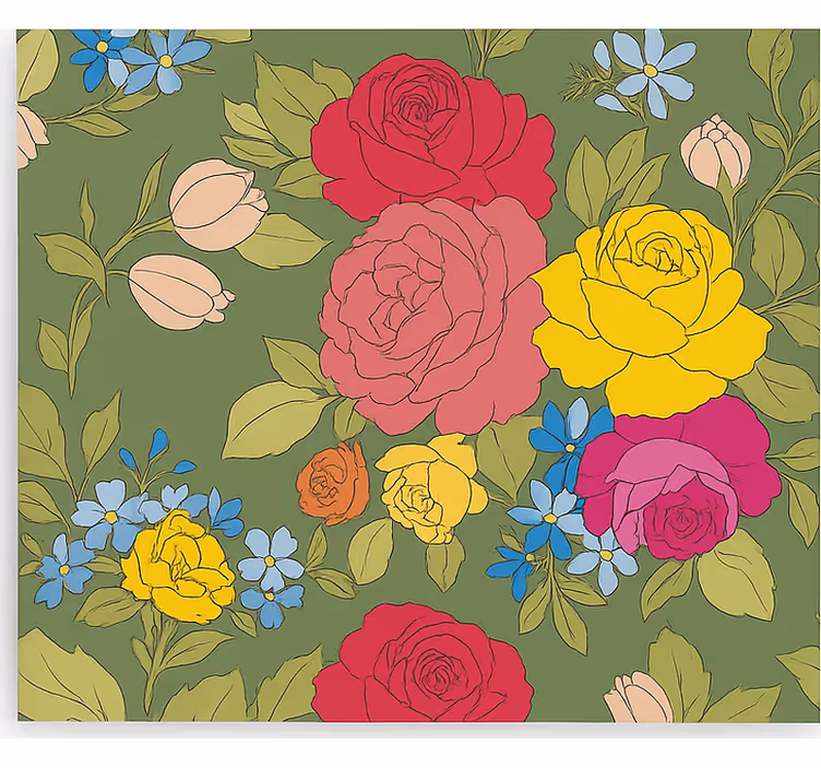 Store enrouleur cuisine motif floral rose - TenStickers