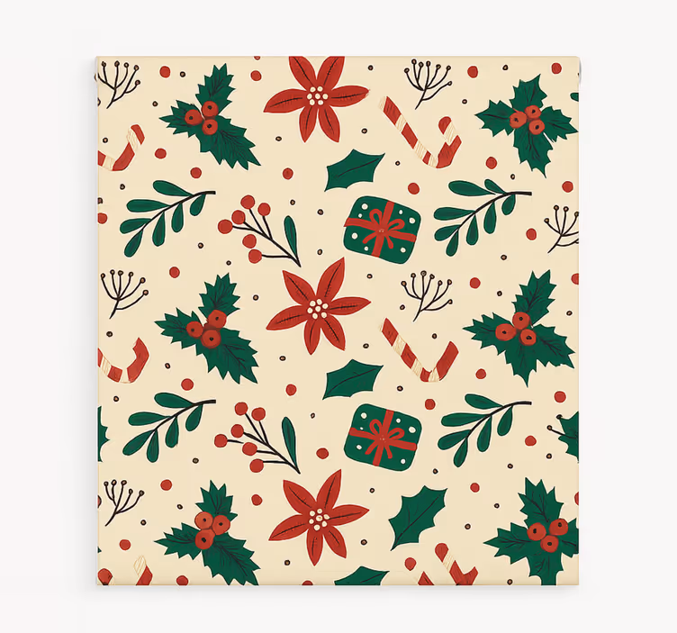 Store enrouleur salon forêt d'ornements rouges - TenStickers