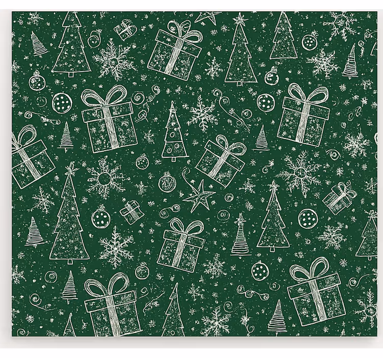 Store enrouleur salon noël vert et blanc - TenStickers
