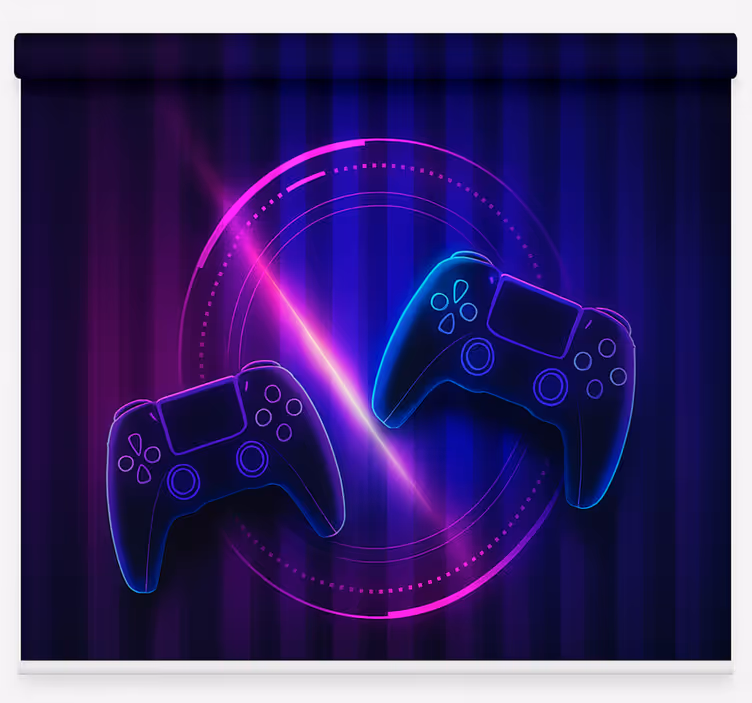 Store enrouleur geek manettes de jeu neon clash - TenStickers