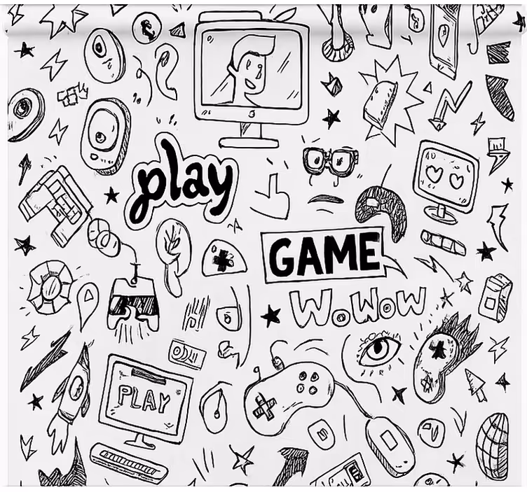 Store enrouleur geek conception de jeu noir et blanc - TenStickers