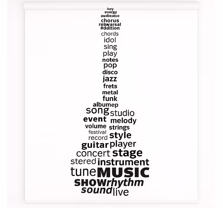 Store enrouleur chambre ado paroles de musique et de guitare - TenStickers