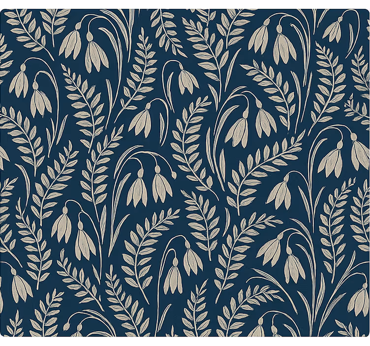 Store enrouleur scandinave fleurs de perce-neige beige marine - TenStickers