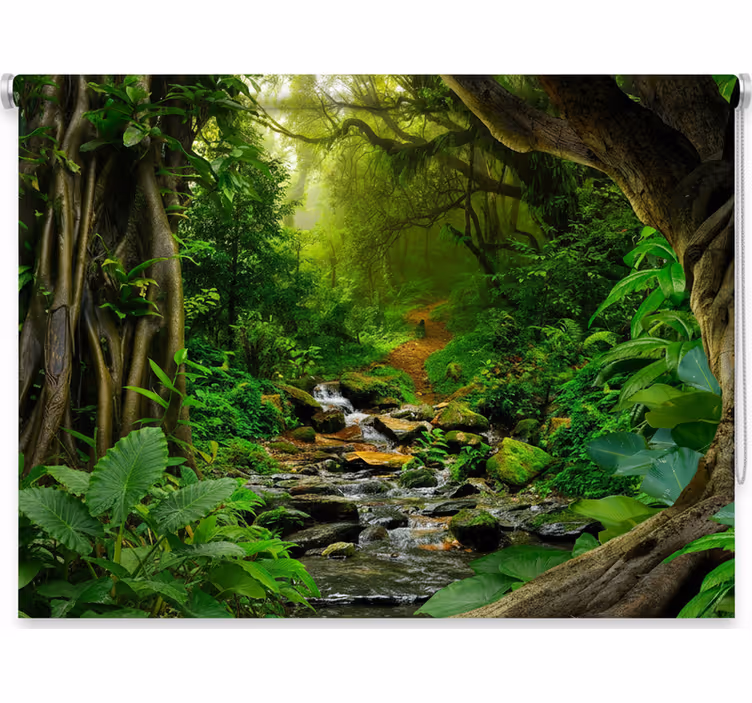 Store enrouleur arbre oasis de forêt tropicale - TenStickers