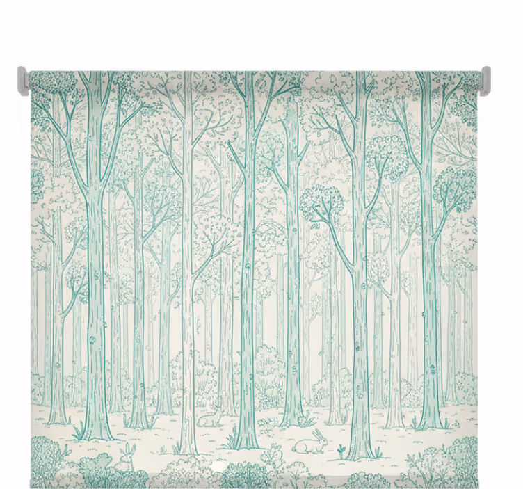 Store enrouleur arbre croquis de forêt menthe - TenStickers