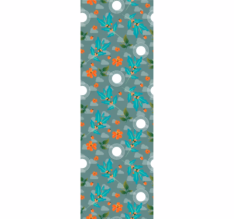 Store enrouleur salle à manger motif floral géométrique - TenStickers