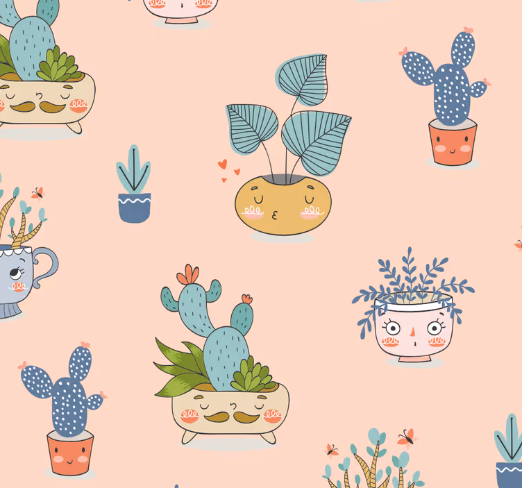 Store enrouleur salle à manger pots de plantes animés - TenStickers