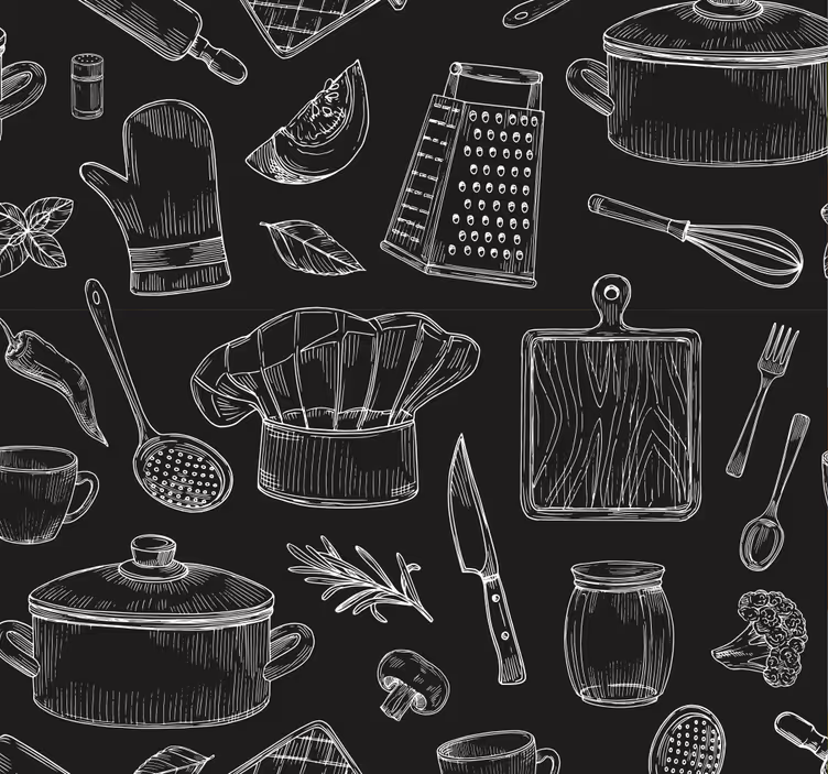 Store enrouleur cuisine croquis d'ustensiles - TenStickers
