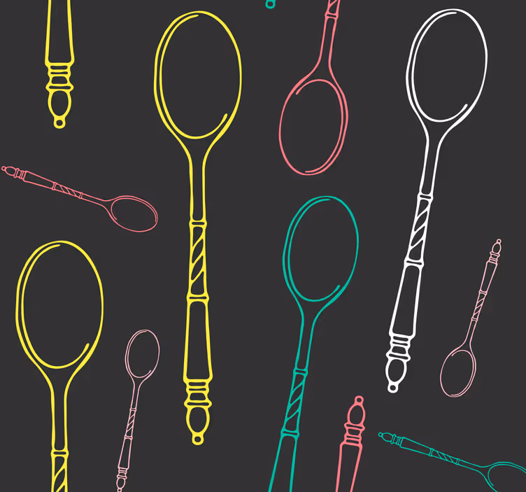 Store enrouleur cuisine croquis d'ustensiles néon - TenStickers