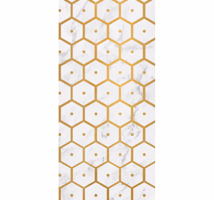 Store enrouleur cuisine motif marbre hexagonal doré - TenStickers