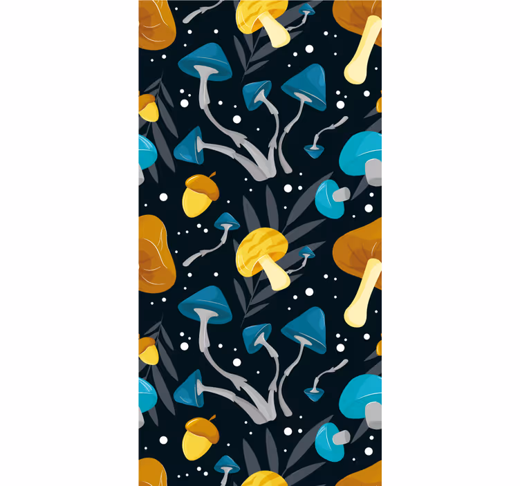 Store enrouleur cuisine motif champignons bleu et jaune - TenStickers