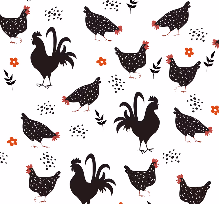 Store enrouleur cuisine coq noir et blanc - TenStickers