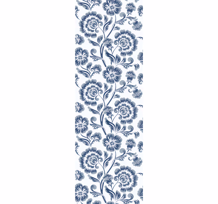 Store enrouleur salle à manger fleurs bleues grandmillenial - TenStickers