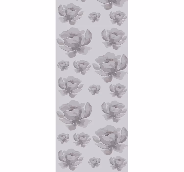 Store enrouleur salle à manger motif floral gris années 80 - TenStickers