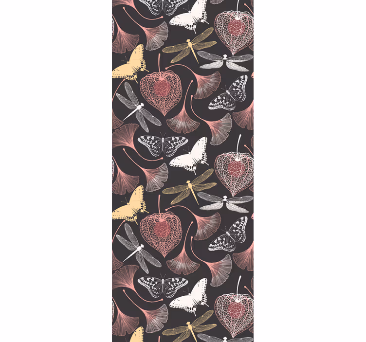 Store enrouleur chambre enfant papillons noirs feuilles roses - TenStickers