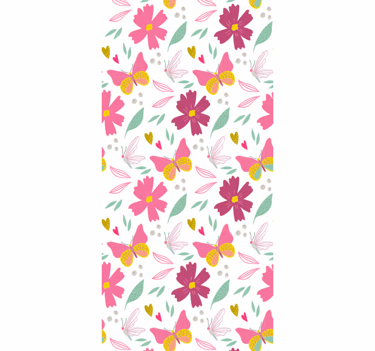 Store enrouleur chambre enfant papillon fleurs roses et jaunes - TenStickers
