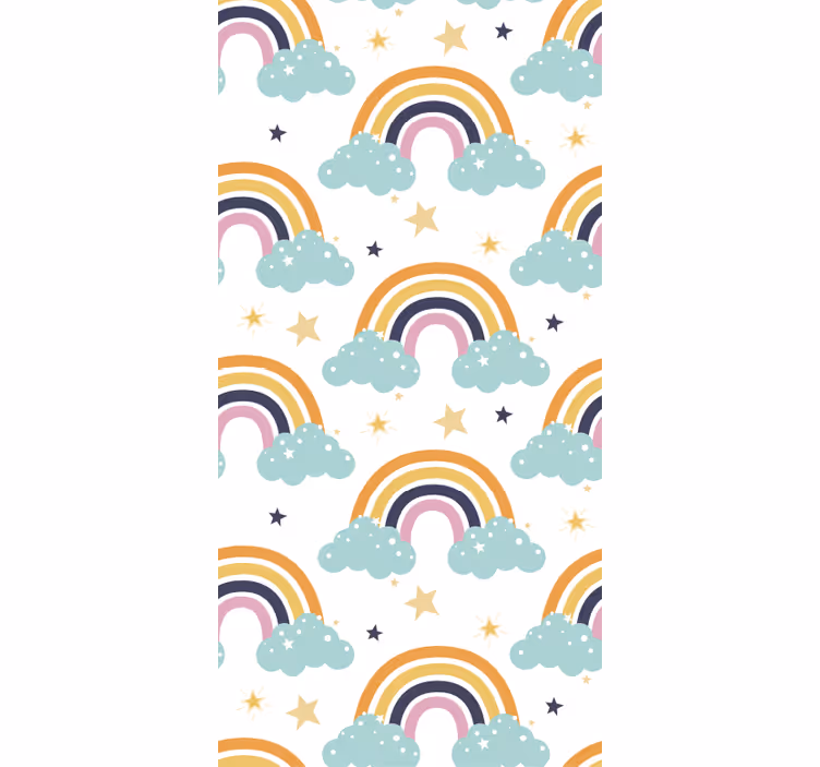 Store enrouleur chambre enfant motif arc-en-ciel nuages - TenStickers