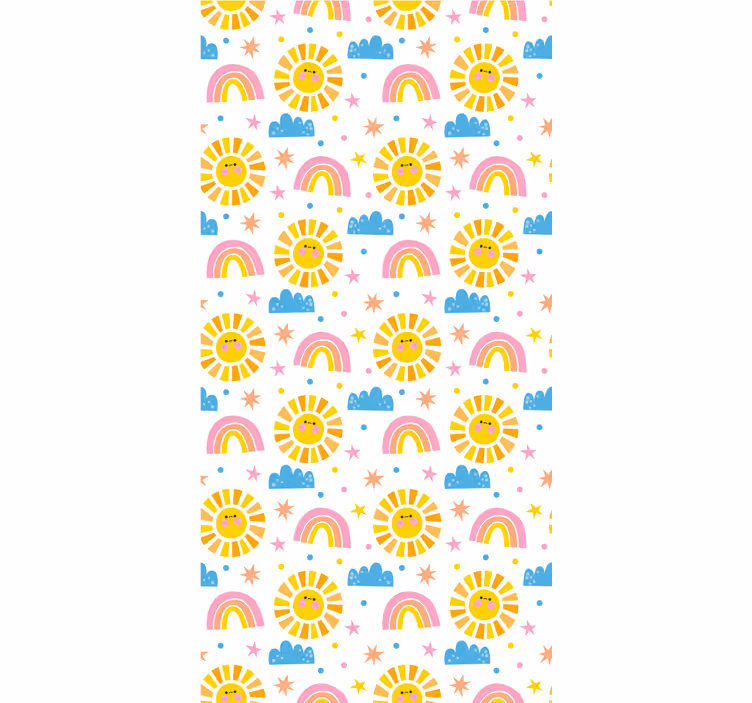 Store enrouleur chambre enfant arc-en-ciel, soleil et nuages - TenStickers