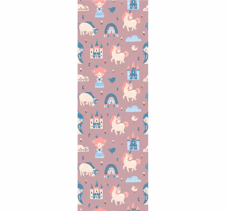 Store enrouleur chambre enfant licornes et princesses pastel - TenStickers