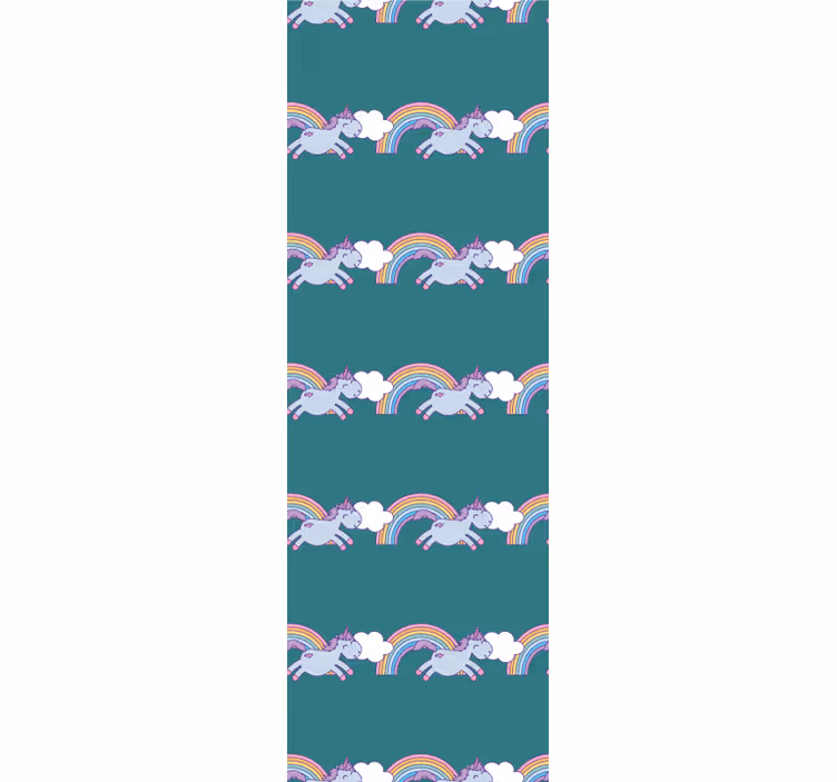 Store enrouleur chambre enfant fond turquoise licornes - TenStickers