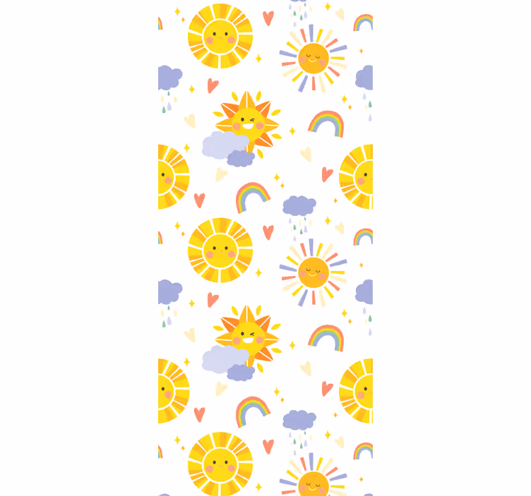 Store enrouleur chambre enfant arc-en-ciel et nuages pastel - TenStickers