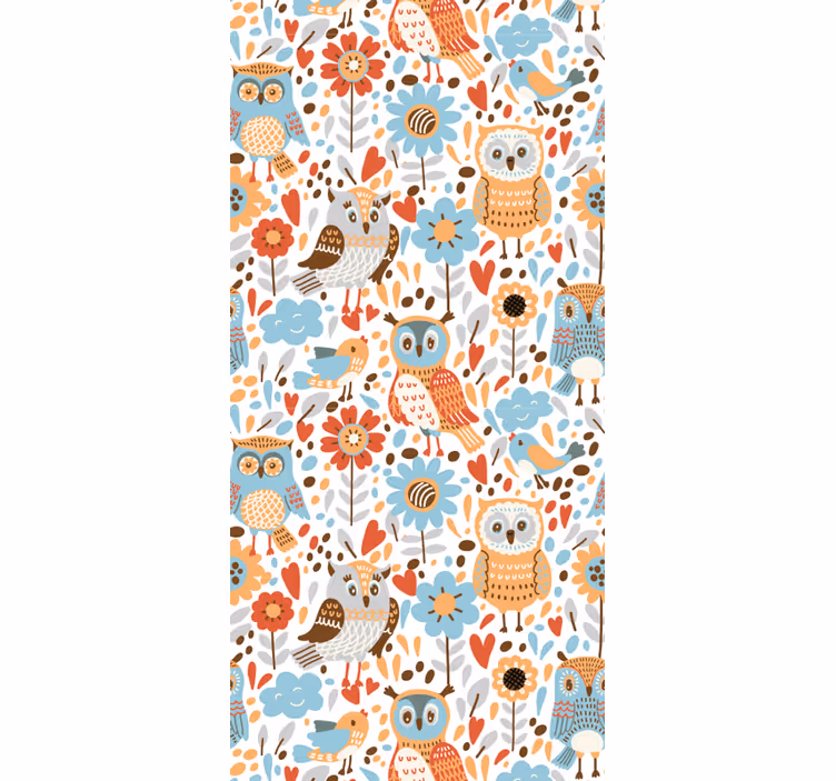 Store enrouleur chambre enfant hiboux colorés fleurs - TenStickers