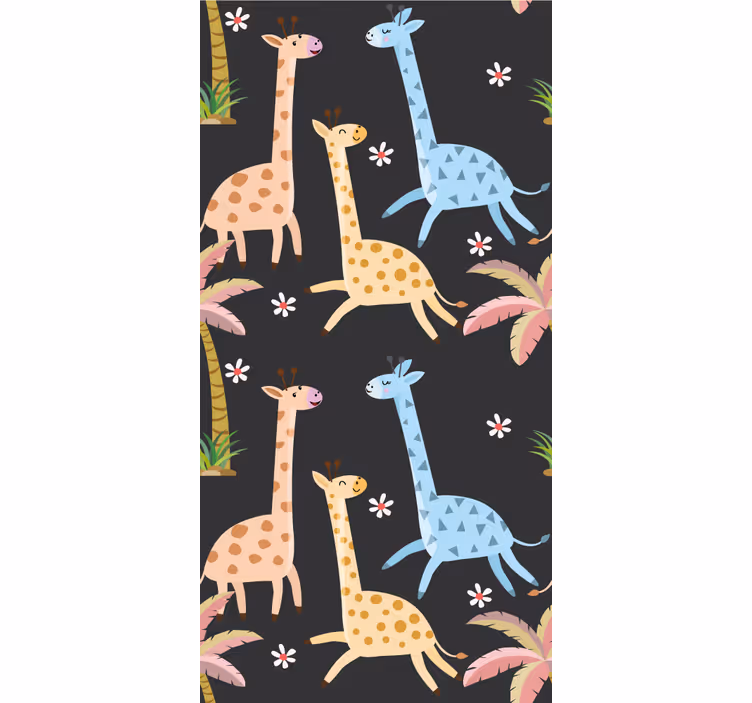 Store enrouleur chambre enfant palmiers gris et animaux - TenStickers