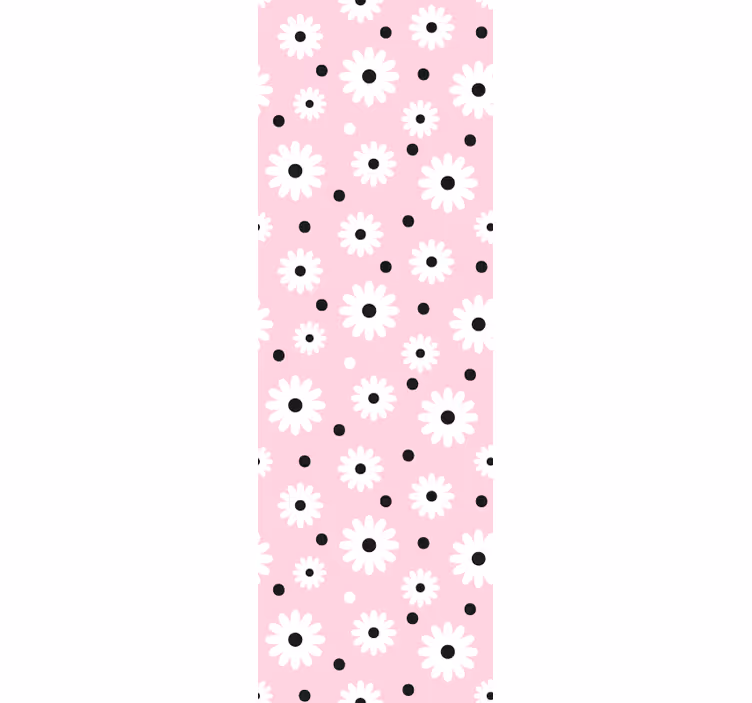 Store enrouleur chambre enfant motif fleurs pois noirs roses - TenStickers