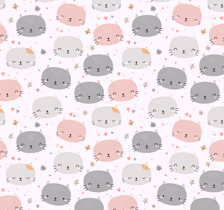 Store enrouleur chambre enfant jolis chatons gris et rose - TenStickers