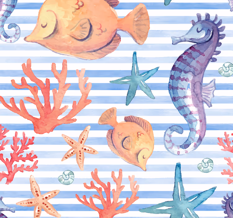 Store enrouleur chambre ado carreaux vie marine - TenStickers