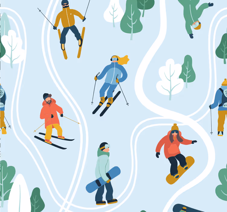 Store enrouleur chambre ado ski bleu sportif - TenStickers