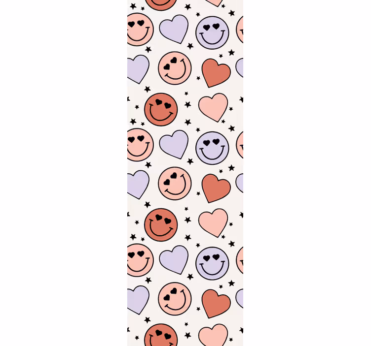Store enrouleur chambre ado visages souriants et cœurs - TenStickers