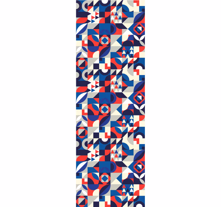 Store enrouleur moderne motif mosaïque rouge et bleu - TenStickers