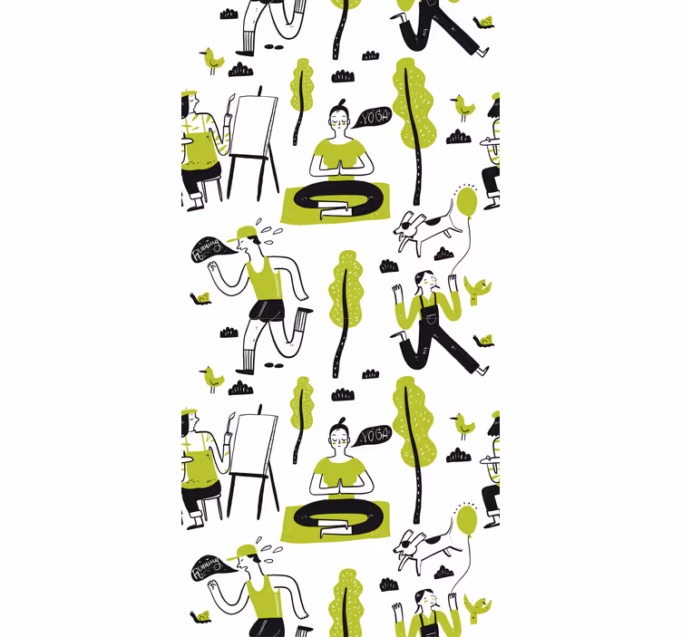 Store enrouleur moderne set de doodles mode de vie sain - TenStickers