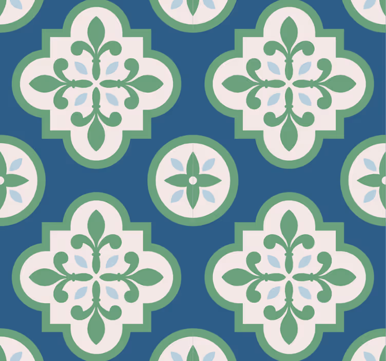Store enrouleur moderne carreau portugais trèfle vert - TenStickers