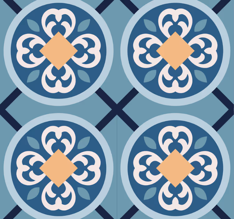 Store enrouleur moderne carreaux portugais bleu mer - TenStickers