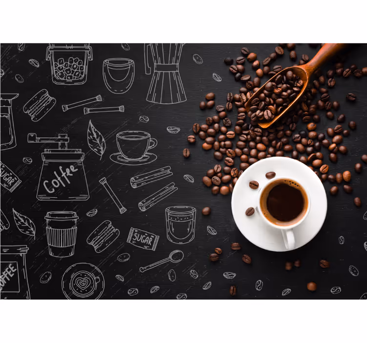 Store enrouleur cuisine grains de café et dessins - TenStickers