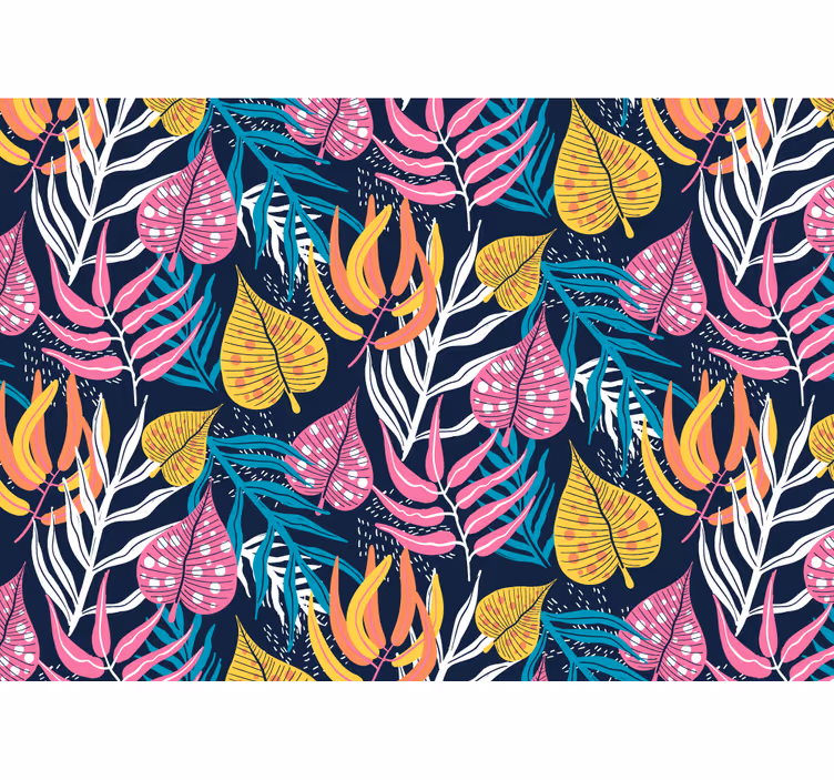 Store enrouleur cuisine feuilles multicolores fond bleu - TenStickers