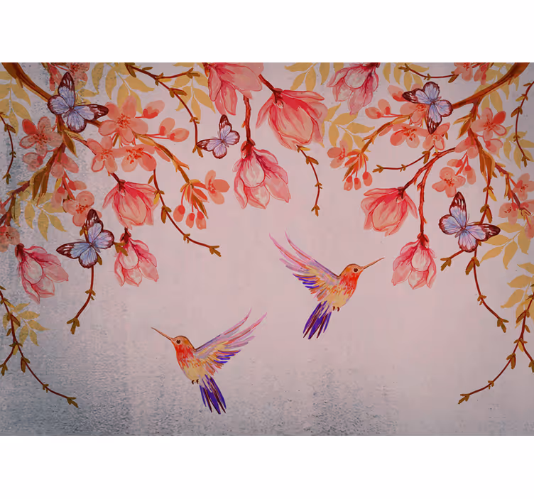 Store enrouleur cuisine style chinois oiseaux et magnolias - TenStickers