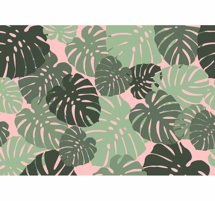 Store enrouleur cuisine feuilles de monstera rose - TenStickers
