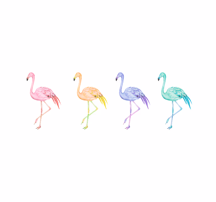 Store enrouleur blanc flamants colorés sans couture - TenStickers