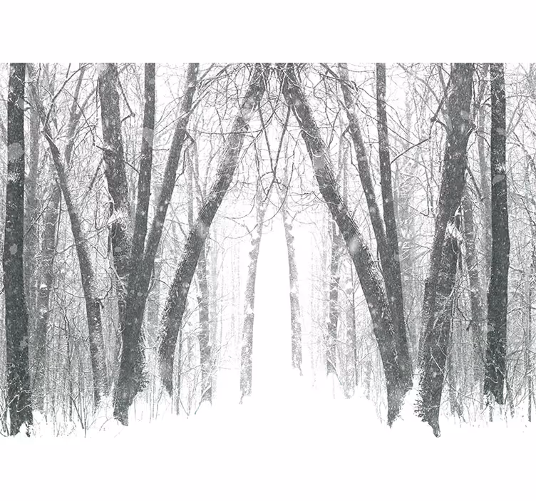 Store enrouleur blanc arbres d'hiver dans la forêt - TenStickers