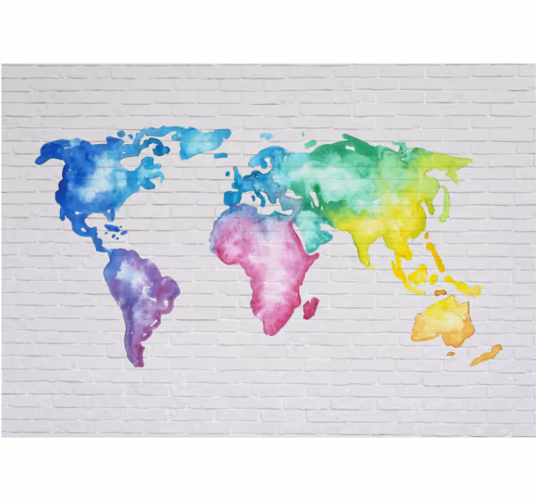 Store enrouleur blanc carte du monde colorée - TenStickers