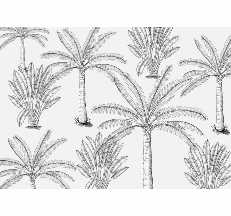 Store enrouleur blanc motif palmiers noir et blanc - TenStickers