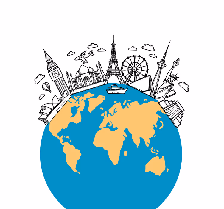 Store enrouleur salon icônes de monuments du monde - TenStickers