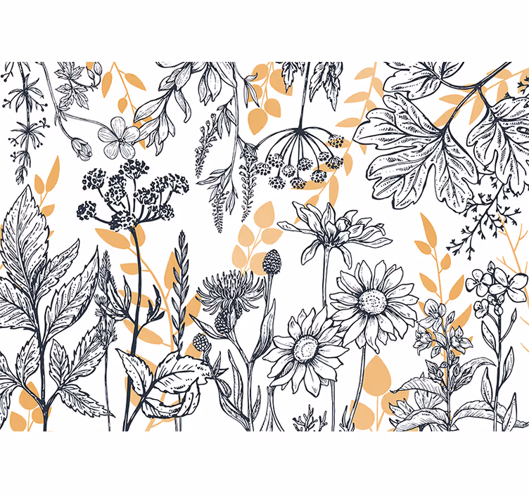 Store enrouleur salon motif floral glamour doré - TenStickers