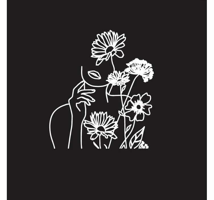 Store enrouleur salon femme et tournesols design minimaliste - TenStickers
