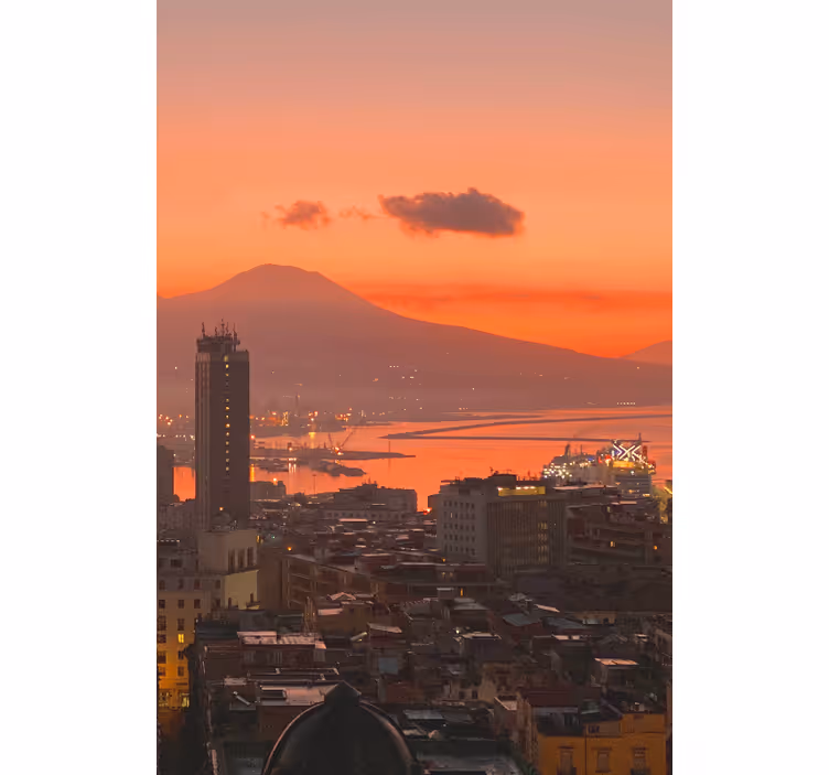 Store enrouleur salon naples au coucher du soleil - TenStickers