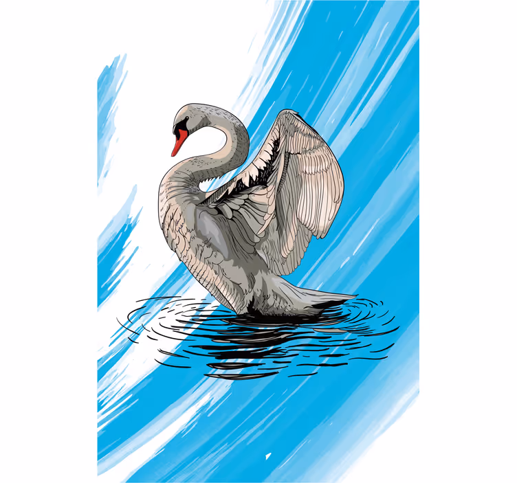 Store enrouleur salon motif cygne dessiné - TenStickers